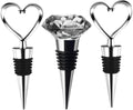 Wine stopper wine bottle stopper 3 piece mix set reusable wine bottle stopper wine drink bottle stopper long-lasting fresh decoration (3 piece set love, crystal)