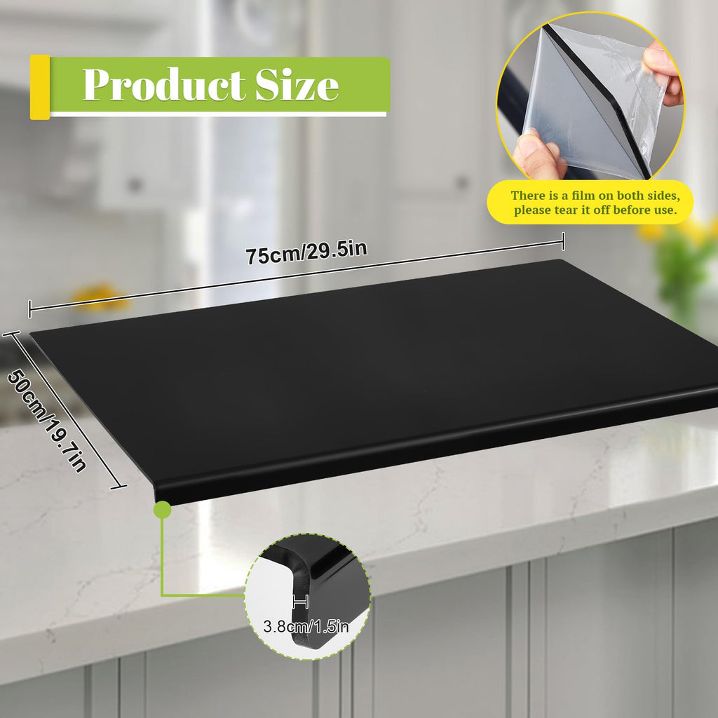 Wesiti Large Acrylic Cutting Board with Lip Non Slip 30"L x 20"W Black Cutting Board Chopping Acrylic Countertop Protector Cover Shatter Resistant for Home Restaurant Kitchen Sink Stove