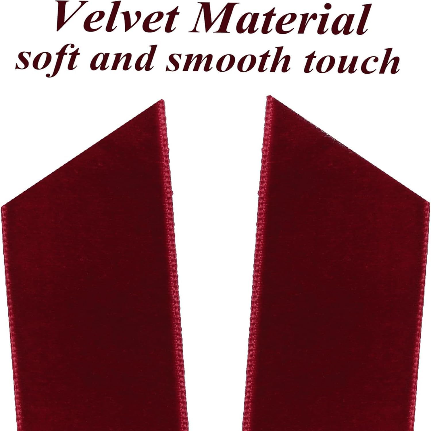 Valentines Tree Decorations - 12 Pcs Wine Red Velvet Ribbon Bows | 5in x 8.7in Xmas Ornaments for Home & Party Decor