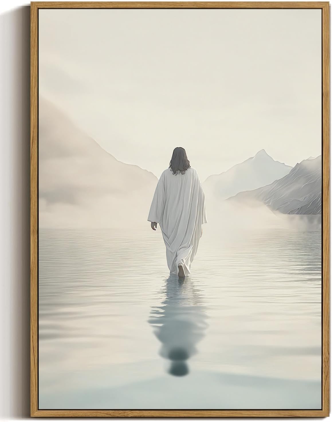 ZZTCYSU Jesus Canvas Wall Art - Framed Christian Artwork of Jesus Walking on Water | 12"x16" Decor