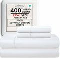 Chateau Home Collection King Size Sheets Set - 100% Egyptian Cotton, 400 Thread Count, Soft & Breathable, White
