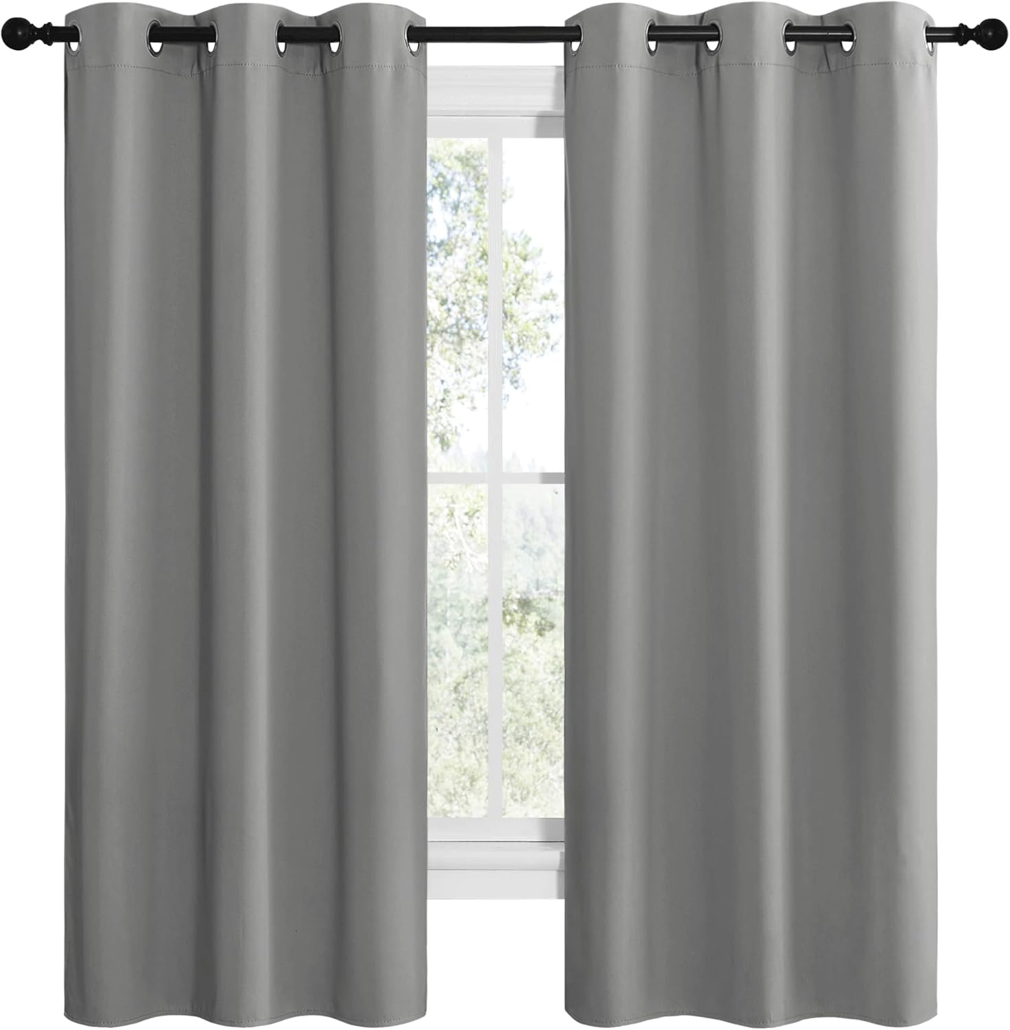 NICETOWN Thermal Insulated Blackout Curtains - Kids' Window Drapes for Nursery | Silver Grey, 2 Panels (W42 x L68-Inch)