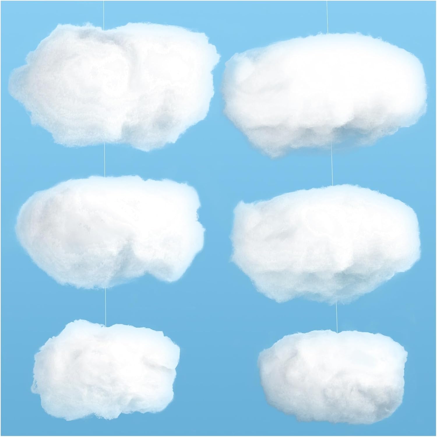 ZAUGONTW Artificial Cloud Props - 3D Hanging Decorations for DIY Room Decor | 6 Pieces in 3 Sizes