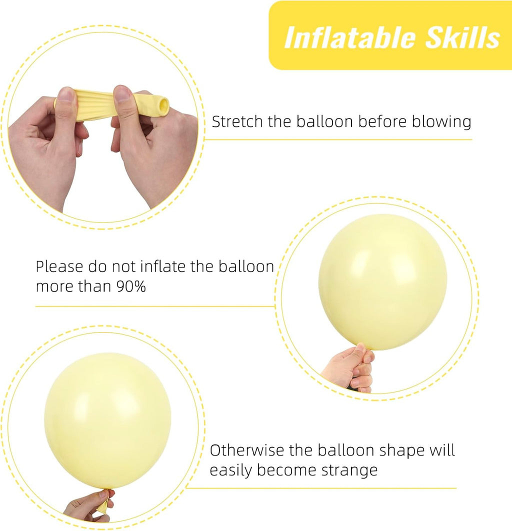 RUBFAC Pastel Yellow Balloons - 129pcs in Various Sizes for Birthday, Wedding & Baby Shower Decor