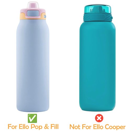 Metal Straws Replacement for Ello Pop & Fill 32 oz Accessories, 6 PCS Reusable Stainless Steel Straw with 2 Cleaning Brush, Compatible with Ello Water Bottle