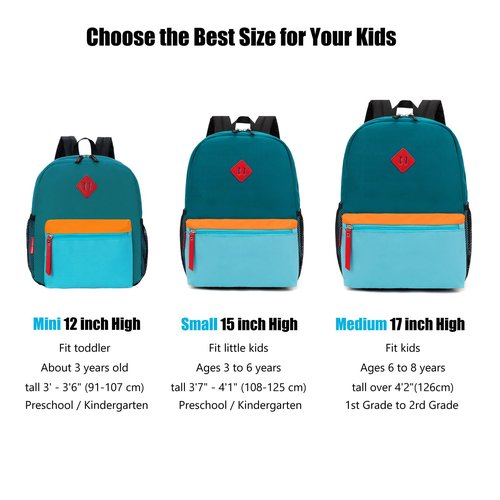 HawLander Little Kids Backpack for Boys or Girls, Toddler School Bag Fits 3 to 6 years old, D Green Blue, 12 Inch