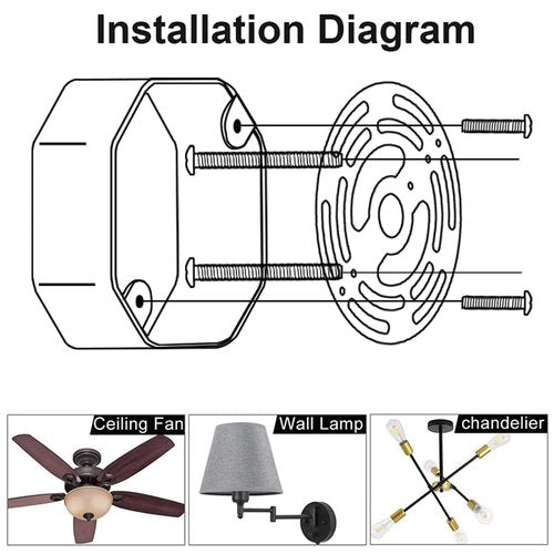 RTNLIT 4 Inches Light Fixture Mounting Bracket, Universal Light Circle Crossbar Plate with Ground Screw and Acorn Cap Nuts for Mount Wall Light, Close to Ceiling Light, Chandelier(Pack of 2)
