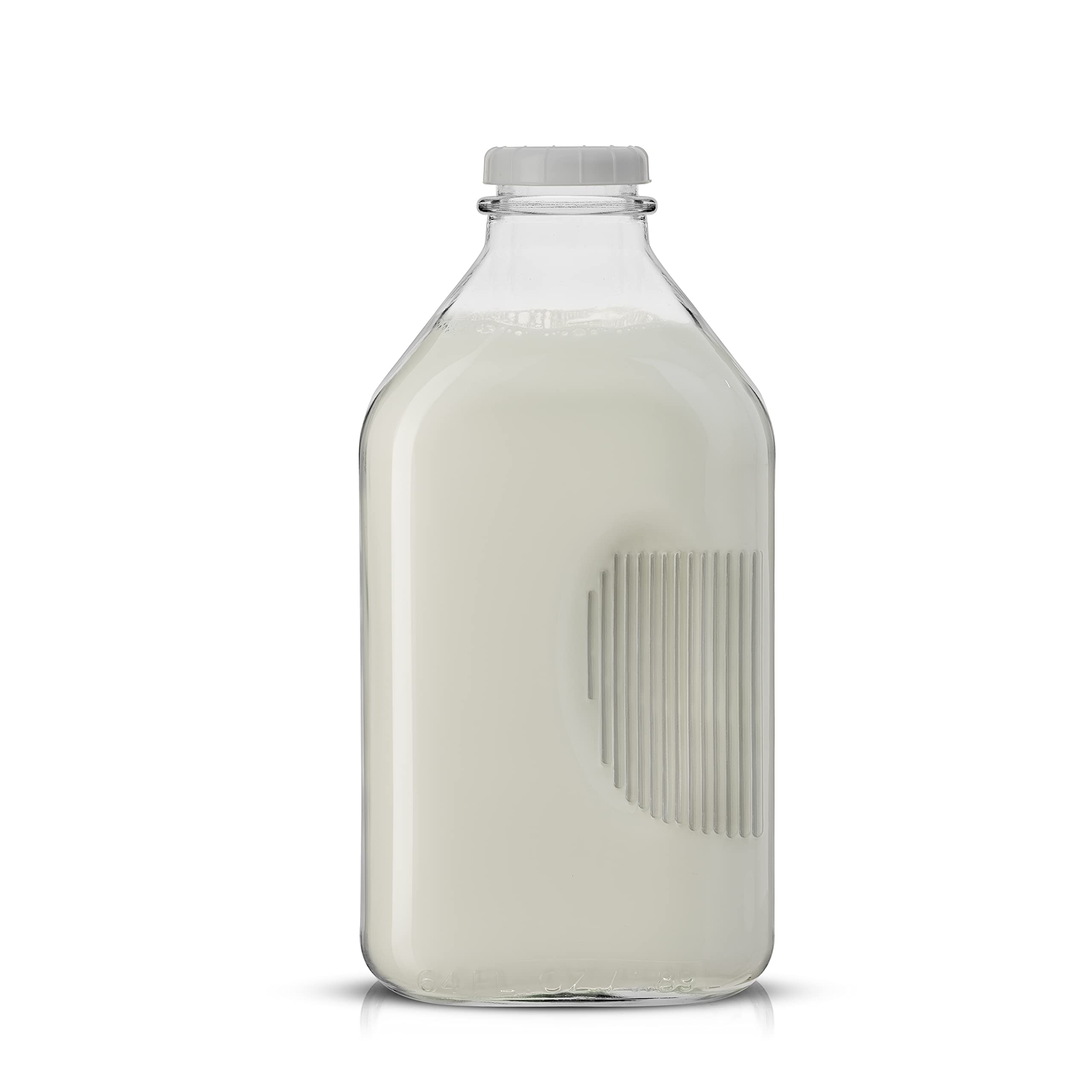 JoyJolt Glass Milk Bottles with Lids and Pourer – 64 Oz, 3 Pack Airtight Heavy Duty Reusable Glass Bottles, Leakproof, BPA-Free, Food Grade, Dishwasher Safe Jug, Pitcher for Milk, Juice, and Water