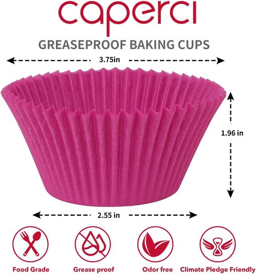 Caperci Jumbo Cupcake Liners - Extra Large 300-Count, Odorless & Food Grade Grease-Proof Paper