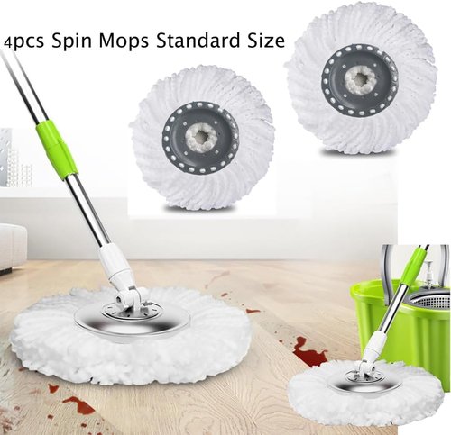 Spin Mop Heads Replacement Refill for Old Hurricane Mr.Clean 360 Spin Magic Rotating Round Mop Microfibre,Universal Spin Mop Heads Clean Mop Head Refill for Standard Mops (4 Pack)