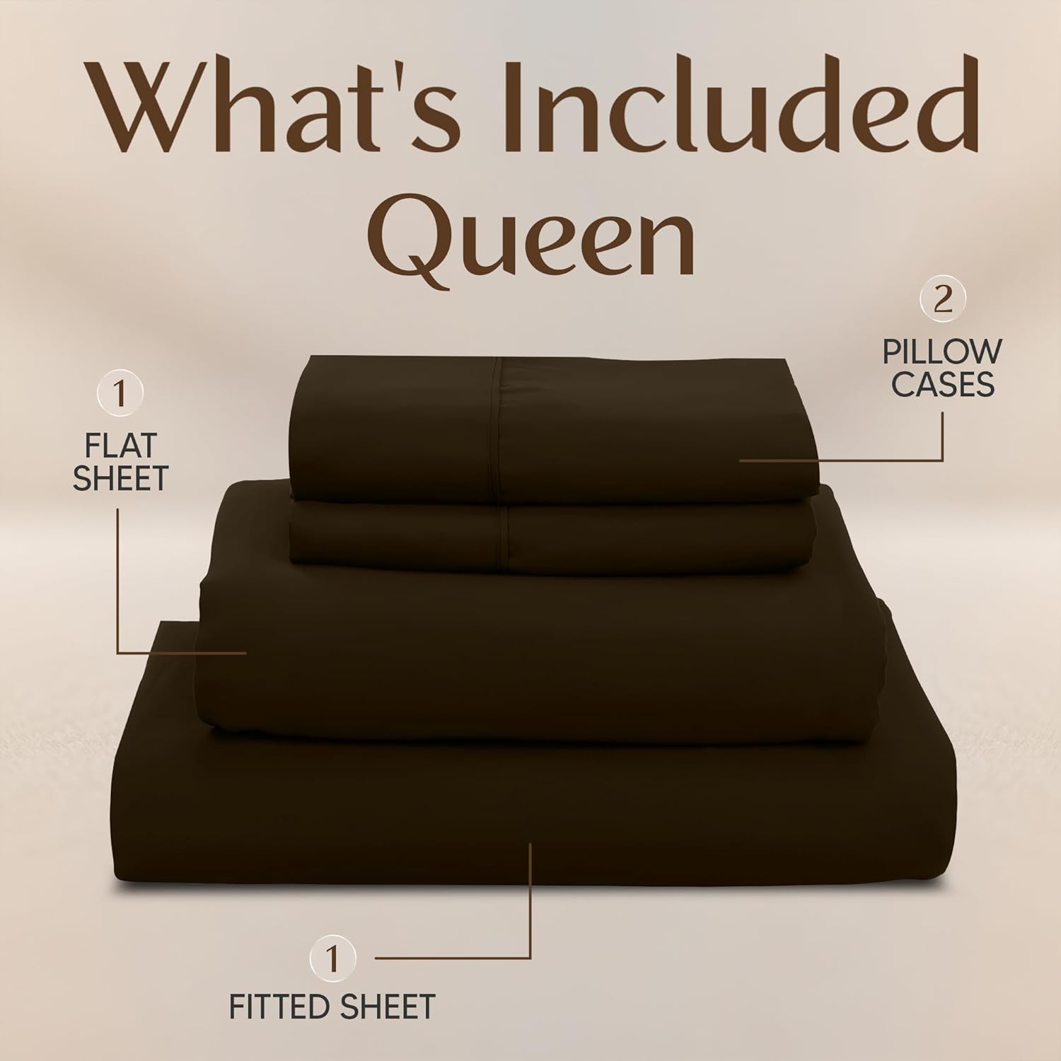 Utopia Bedding Queen Size Sheet Set - Soft, Breathable Microfiber | 4-Piece in Brown, Oeko-Tex Certified