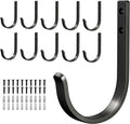 Niffgaff 10-Pack Outdoor Wall Hooks - 30LB Metal Hangers for Coats, Towels, and Backpacks | Black