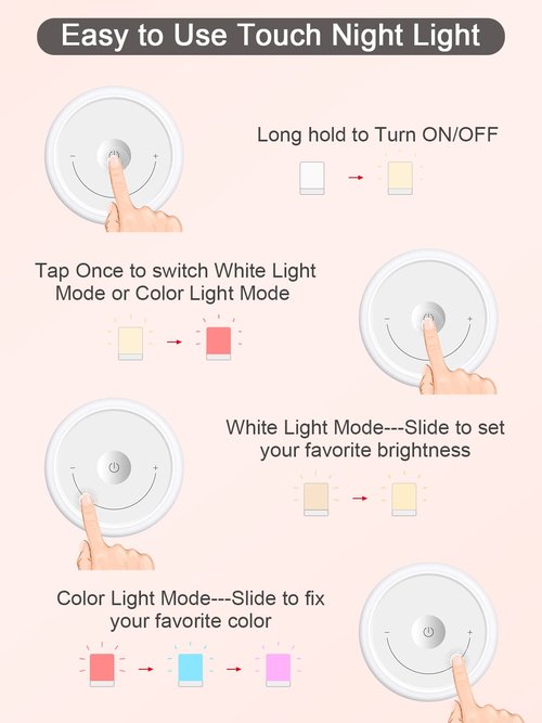 YYDSKIT Baby Night Light, Nursery Night Lamp for Breastfeeding, Portable Nightlight for Kids Toddlers Bedroom, Warm & Soft Bedside Lamp, Touch Control, Rechargeable, Lasting Up to 100Hours