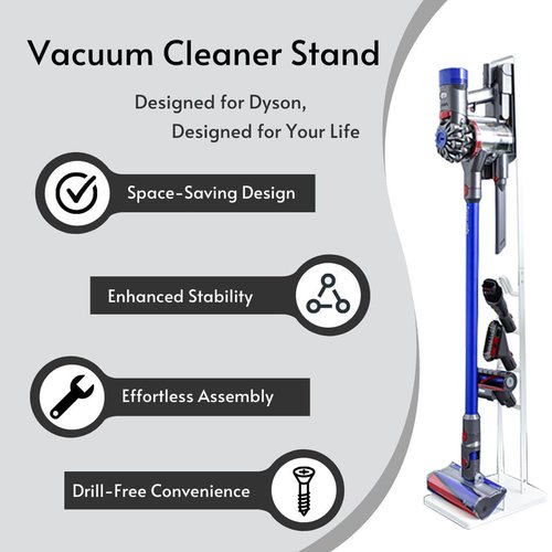 IZSOHHOME Vacuum Stand for Dyson,Handheld V15 V11 V10 V8 V7 V6 DC30 DC31 DC34 DC35 DC58 DC59 DC62 Cordless Vacuum Cleaners,Stable Metal Storage Bracket Holder(White)