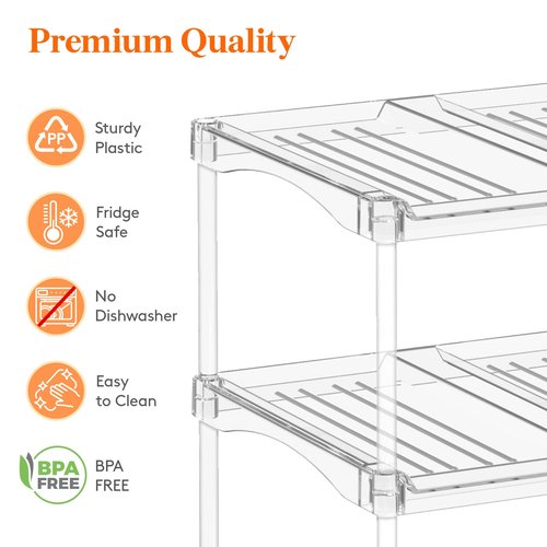 Lifewit Stackable Bottle Storage Organizer, Clear Freestanding Wine Holder for Cabinet, Large Slot Water Bottle Tumbler Cup Organizer for Pantry, Plastic Wine Rack for Fridge Cellar, 3Tier Hold 12