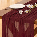 Socomi Burgundy Red Cheesecloth Table Runner - 120 Inch Boho Rustic Sheer Decor for Weddings & Events