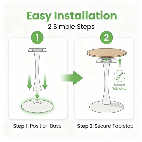 23.62" Small Round Dining Table for 2 – Durable & Well-Made Tulip Table with Sturdy Metal Frame, Compact 2-Seater Kitchen or Dining Room Table for Small Spaces, Apartments, Café, Restaurant, Office 1