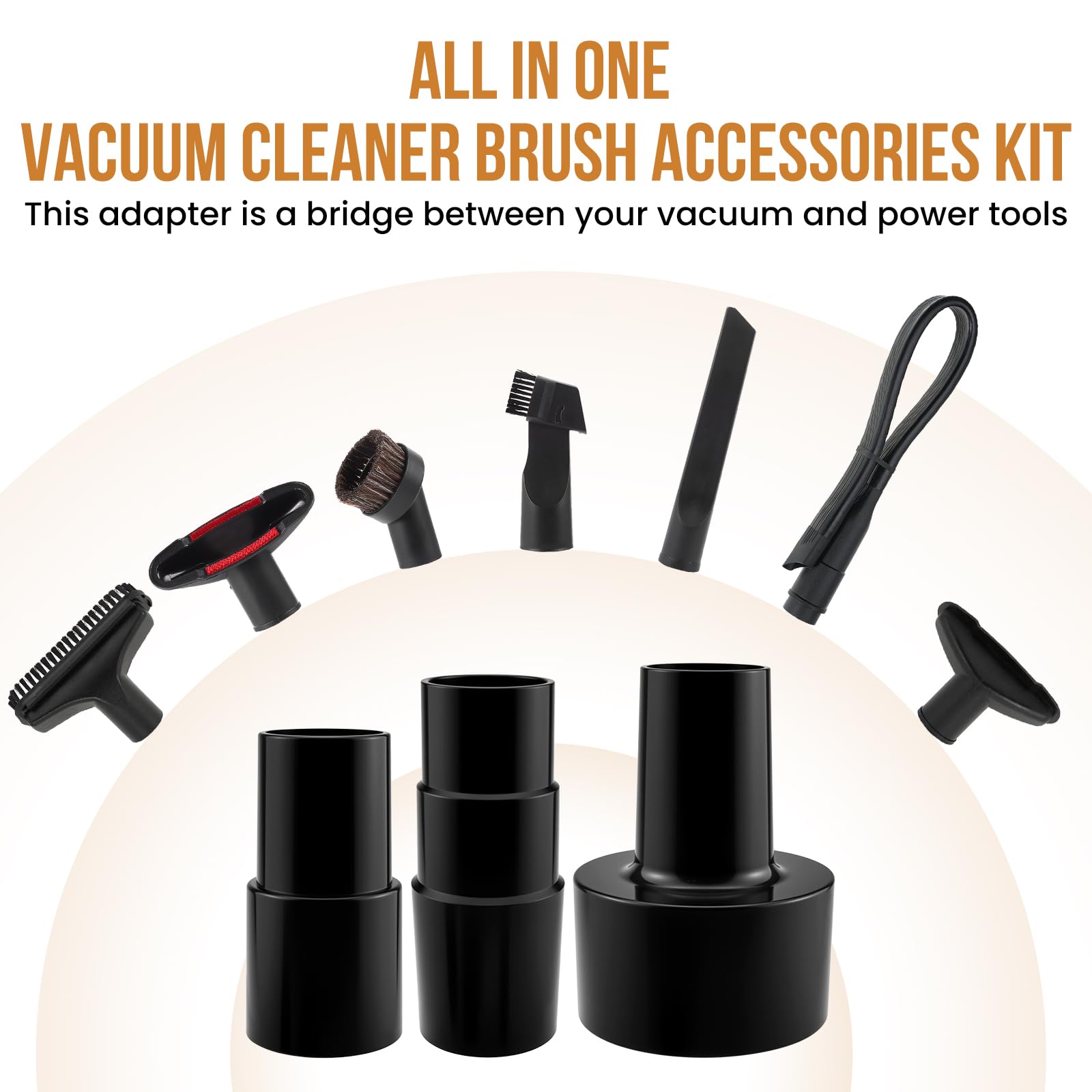 ZDRU 3Pcs Universal Vacuum Hose Adapter Kit - Multi-Size Adapters (2-1/2" to 1-1/4", 1-1/4" to 1-3/8" to 1-1/2", 1-3/8" to 1-1/4") Reducer Attachments for Wet Dry Vacuum Cleaner