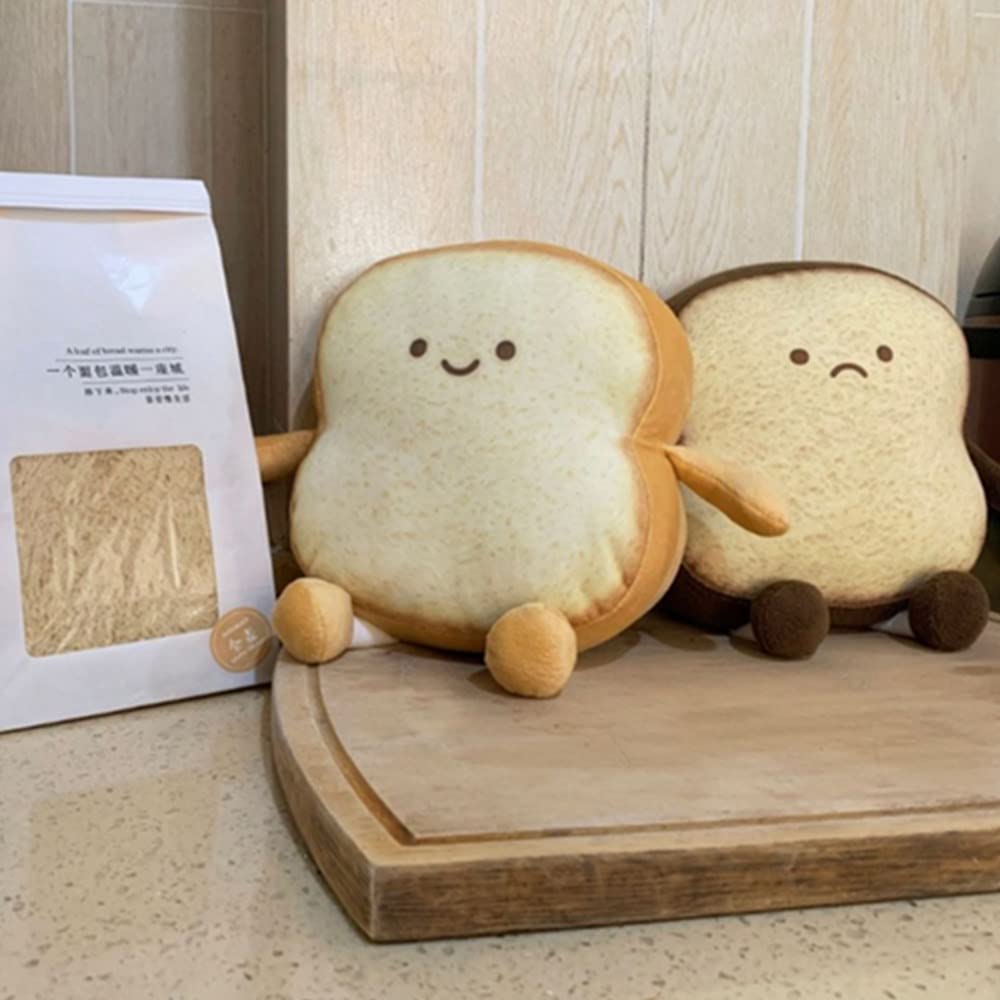 OUKEYI Toast Bread Pillow, Funny Bread Shape Plush Toy,Facial Expression Soft Toast Sofa Pillow, for Kids Adults Gift Home Bed Room Decor