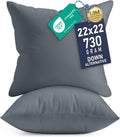Utopia Bedding 22x22 Pillow Inserts - Set of 2 Grey Decorative Throw Pillows for Sofa & Bed - Soft & Fluffy Cushions