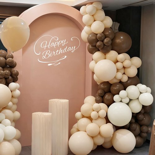 MEBAY Boho Brown White Nude Balloon Garland Arch Kit, 155Pcs Dark Brown White Sand Neutral Latex Balloons for Woodland Teddy Bear Baby Shower Wedding Birthday Party Decorations