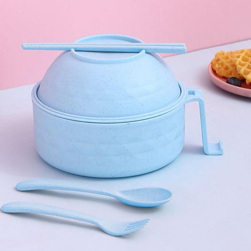 MIIDNTLX Microwave Ramen Bowl,Microwave Ramen Cooker with Lid,Plastic Mixing Salad Pasta Fruit Rice Cereal Instant Noodles Soup Maker Plate Bowls Set Kitchen College Dorm Room Essentials