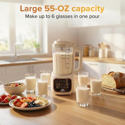 Nut Milk Maker 10-in-1, 54 oz Soy Milk Machine with Aroma Boxes Included, 35,000 RPM, Auto Cleaning, 24H Delay Start, 4H Keep Warm – Almond, Oat, Cashew, Soup & More