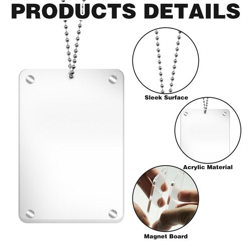 CYUXING 2Pcs Car Hanging Photo Holder Universal Magnetic Car Picture Frame Rear View Mirror Accessories Ornaments Decor Personalized Acrylic Transparent for Dads Gift