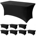 Lemict 6FT Black Table Cloth - 8 Pack Fitted Stretch Rectangle Spandex Tablecloth, Washable Table Cover for Party, Picnic, Wedding, Banquet, Birthday and Festival(30" x 72")