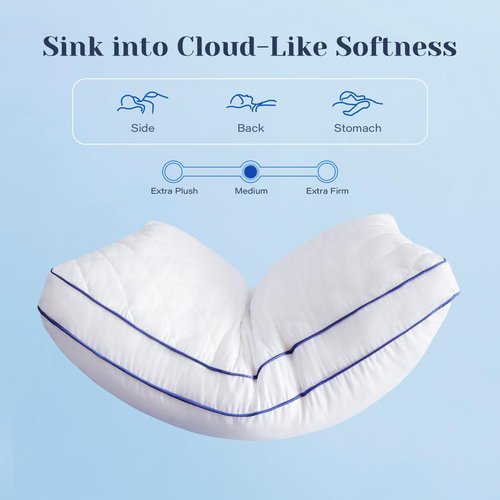 Mosluna Shredded Memory Foam Pillows Queen Size Set of 2, Soft Bed Pillow for Side and Back Sleepers, Medium Firm Pillows 2 Pack with Gusset(20"x30")