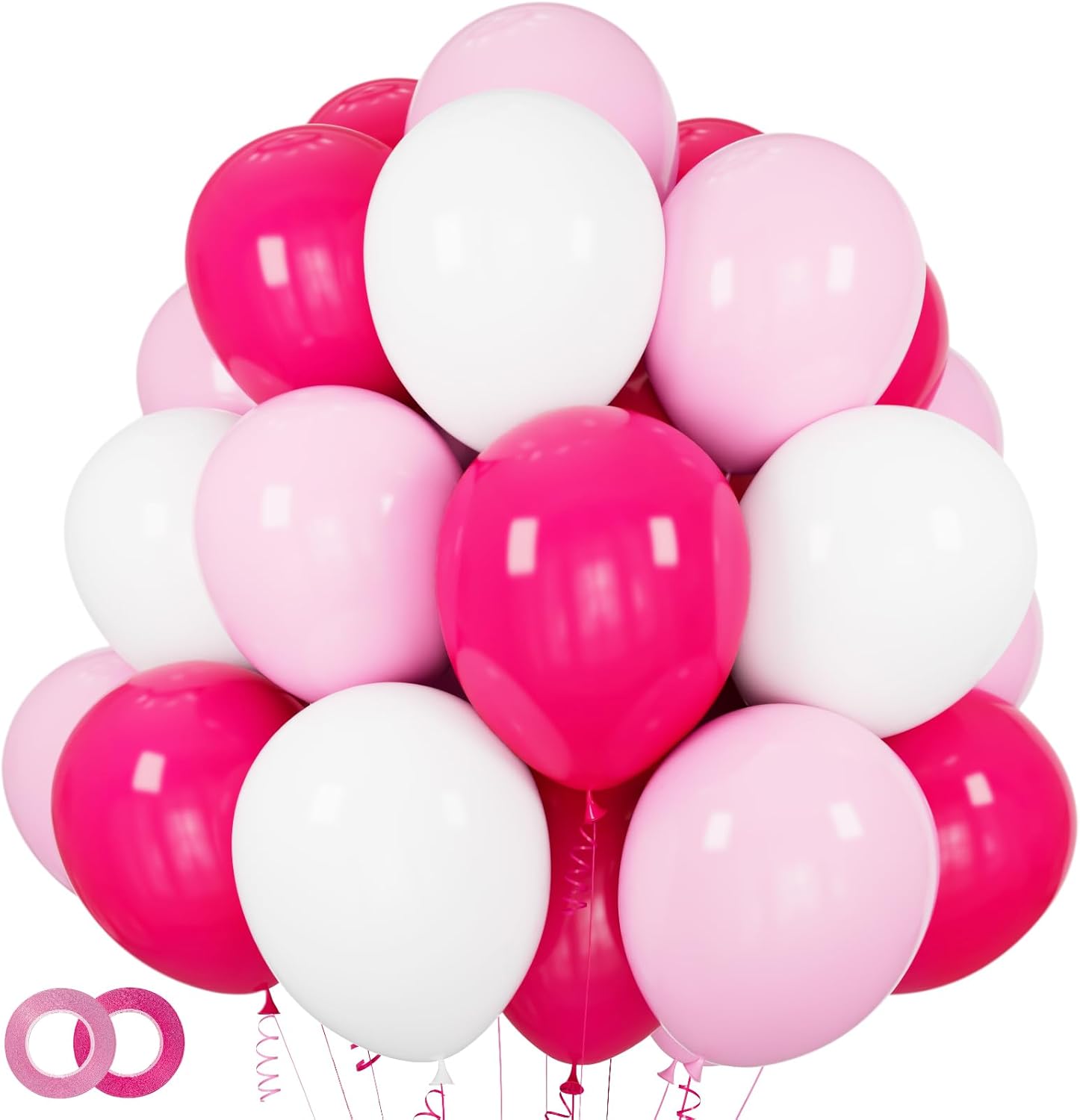Pink White Balloons - 100pcs 12-Inch Hot Pink & Pastel Pink | Perfect for Mother's Day, Birthdays & Weddings