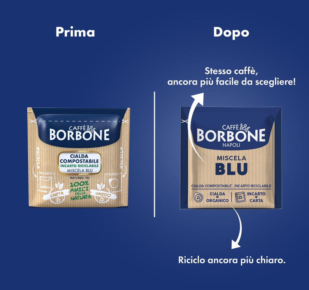 Caffè Borbone Espresso Pods, Miscela Blu, Blue Blend, Dark Roast ESE Pods - 150 Count
