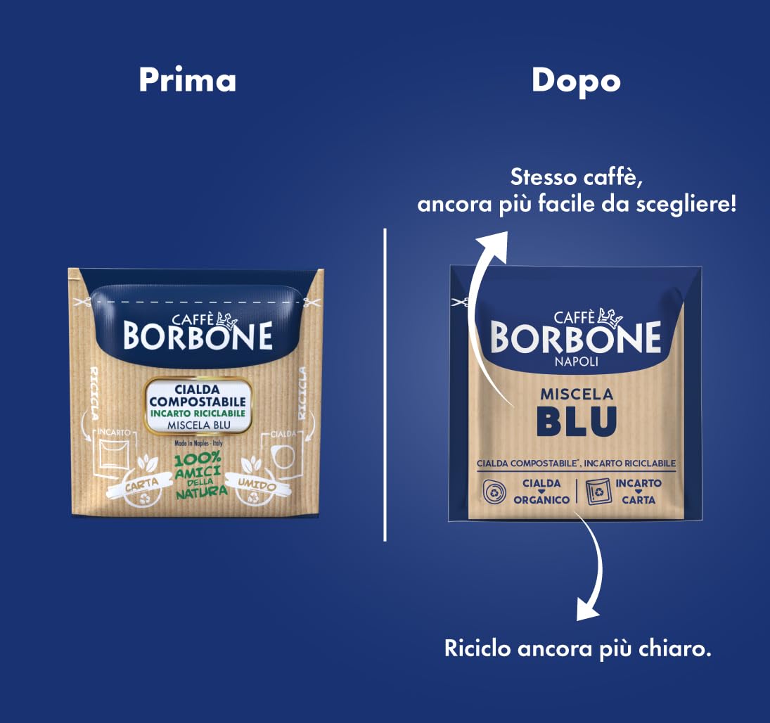 Caffè Borbone Espresso Pods, Miscela Blu, Blue Blend, Dark Roast ESE Pods - 150 Count