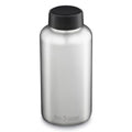 Klean Kanteen Wide Mouth Water Bottle with Loop Cap - Screw Top Leakproof Design - BPA-Free Recycled Stainless Steel - Single Wall - Lightweight Reusable Bottle - Brushed Stainless - 64 oz