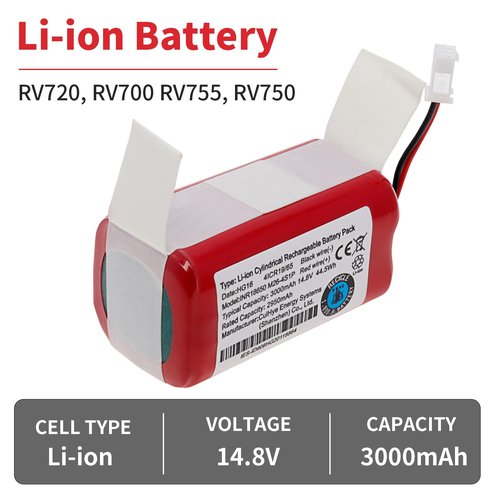 CulHye 3000mAh Upgraded RVBAT700 Replacement Battery Compatible with Shark ION RV700 RV720 RV725 RV750 Robot Vacuum Cleaner,14.8V Li-ion Rechargeable Battery Pack