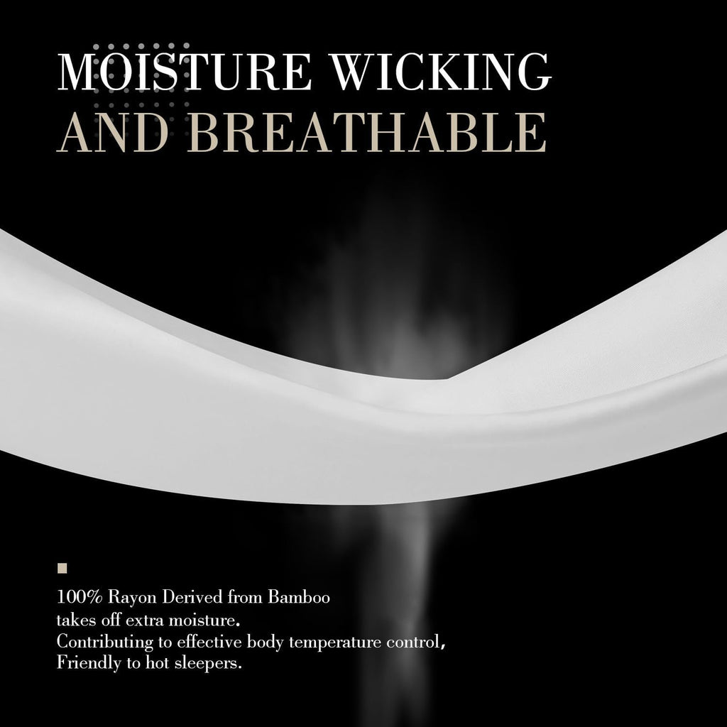WishSmile Cooling Pillowcases Set of 2 - Breathable Silky Soft Rayon from Bamboo | Moisture-Wicking, White, 20x30 IN