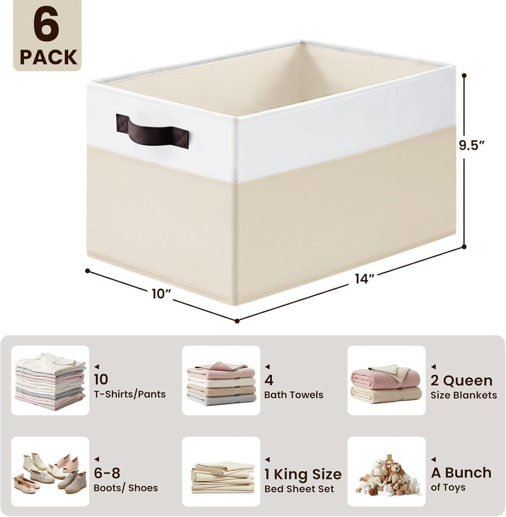 Criusia Large Toy Storage Organizer - Collapsible Sturdy Bins for Kids | 6 Pack, Perfect for Playroom & Nursery (14L x 10W x 9.5H)