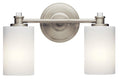Kichler Joelson 14" 2 Light Vanity Light with Satin Etched Cased Opal and Clear Glass Accent Glass in Brushed Nickel