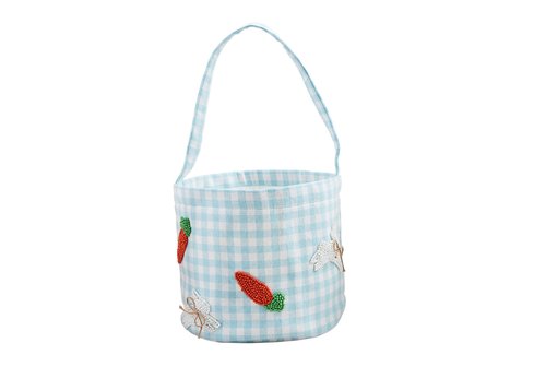 Mud Pie Blue Easter Beaded Bucket; 7 1/2" x 8 1/2"