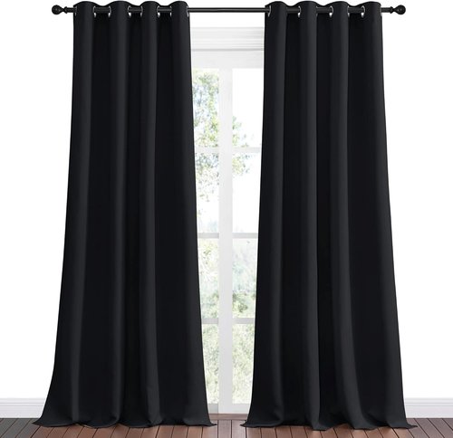 NICETOWN Blackout Curtains for Halloween - Thermal Insulated Drapes | 2 Panels, 55" x 90", Black