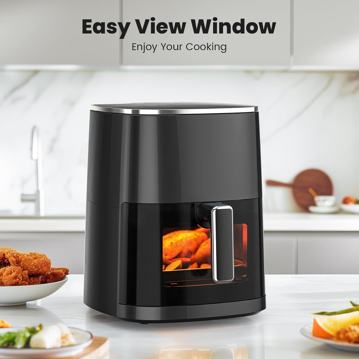 Sweetcrispy 6QT Air Fryer - 12-in-1 Square Airfryer Oven with Window & Easy-Clean Nonstick Basket