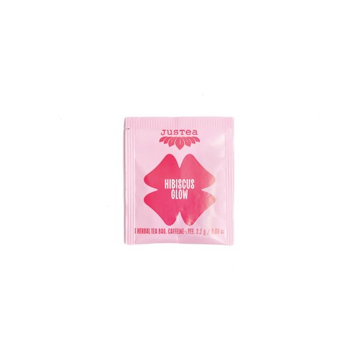 JusTea HIBISCUS GLOW | Herbal Tea Bags, Caffeine-Free, Organic Hibiscus Tea | Fair-Trade | Plastic-Free Tea Bags | Vegan, Sugar-Free, Gluten-Free | 16 Tea Bags