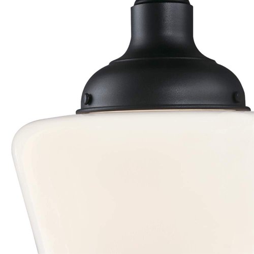 Westinghouse 6578300 Scholar 9 inch Vintage One-Light Semi-Flush Mount Outdoor Ceiling Light Fixture Textured Black Finish, White Opal Glass