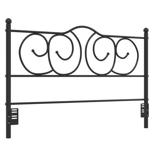 VECELO Metal Queen Size Headboard, Heavy Duty Curved Headboard Only Height Adjustable, Easy to Assembly, Farmhouse Victorian Style for Bedroom - Black, Queen