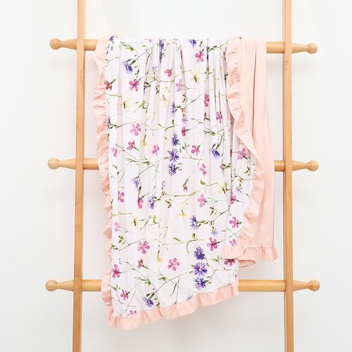 runzhuoyang Baby Blankets for Girls,Bedding for Baby and Toddler,Ruffle Blanket for Kids,Soft,Comfy Blankets.Size 40"x33",Viscose Made from Bamboo Prints are Floral