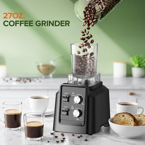 Blender - 1400W Professional Self-Cleaning Blender for Smoothies & Ice Crushing | 68oz Jar & 27oz Mill, Black