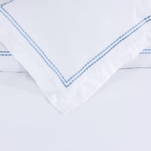 Dreamology White Duvet Cover Luxury Hotel Quality Bedding Set 100% Cotton Embroidered Duvet Covers with 2 Pillow Shams Hypoallergenic Zipper Closure 3 Pieces Duvet Set (Sky Blue, King)