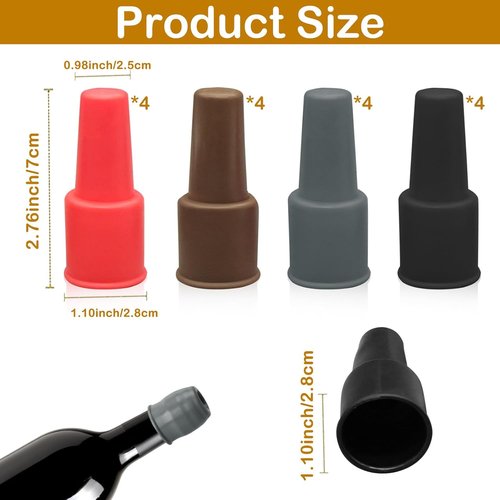 16Pcs Silicone Wine Seal Stopper, Silicone Elastic Wine Stopper Reusable Sparkling Wine Bottle Stopper, Keep-Wine-Fresh Sparkling Wine Bottle Stopper for Home Party Beer Champagne