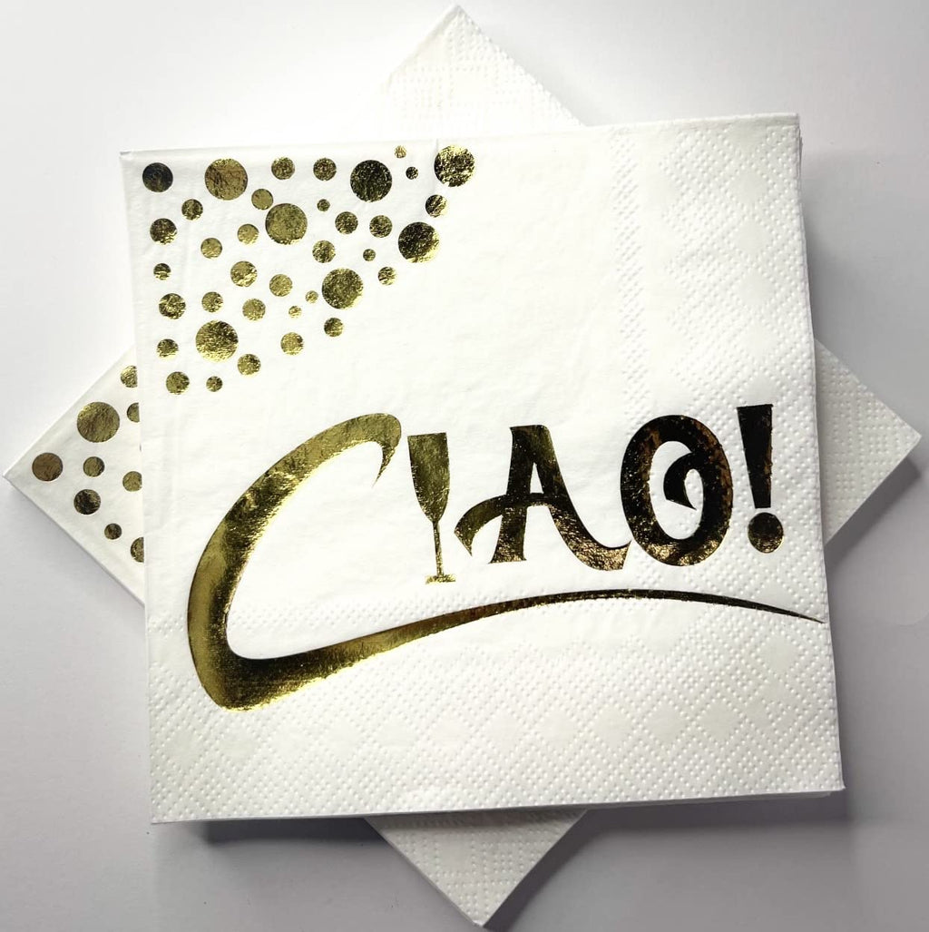 White And Gold Cocktail Napkins - 3 Ply 5x5 Inches Beverage Napkins Bulk - Unique Design For Dessert Napkins - Coffee Napkins - Party Napkins - Drink Napkins - Bar Napkins. (100)
