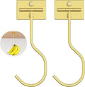 Bussdis Banana Hook - 2-Pack Foldable Metal Hanger | Space-Saving Under Cabinet Holder in Gold